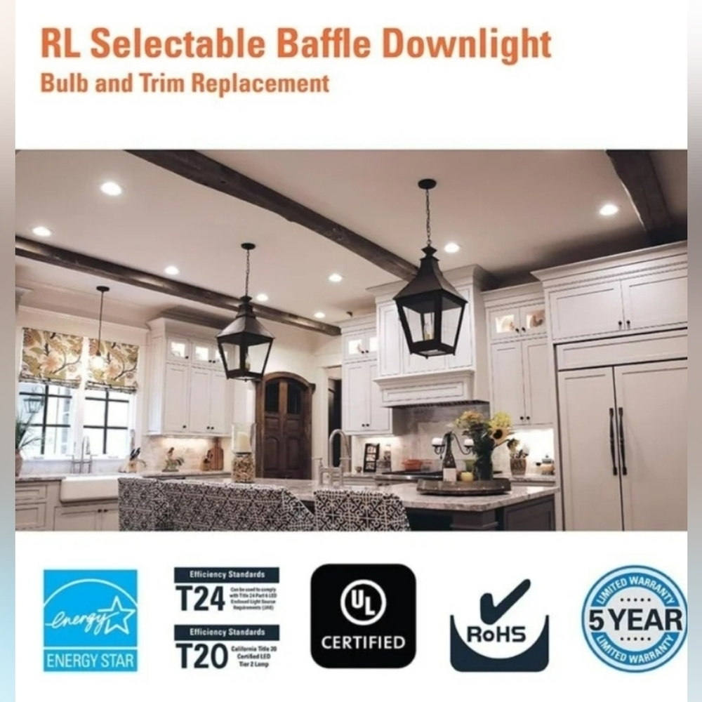 Halo Adjustable Baffle Downlight with Dim-to-Warm 5"/6" Bulb & Trim Replacement - Picture 5 of 5